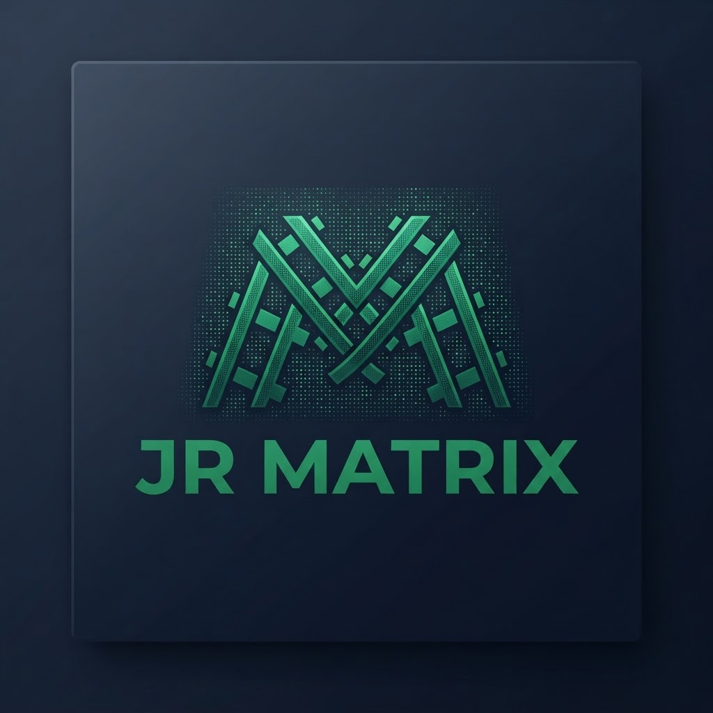 JR Matrix Logo 118 — Interlocking M Lattice — Tech Lockup