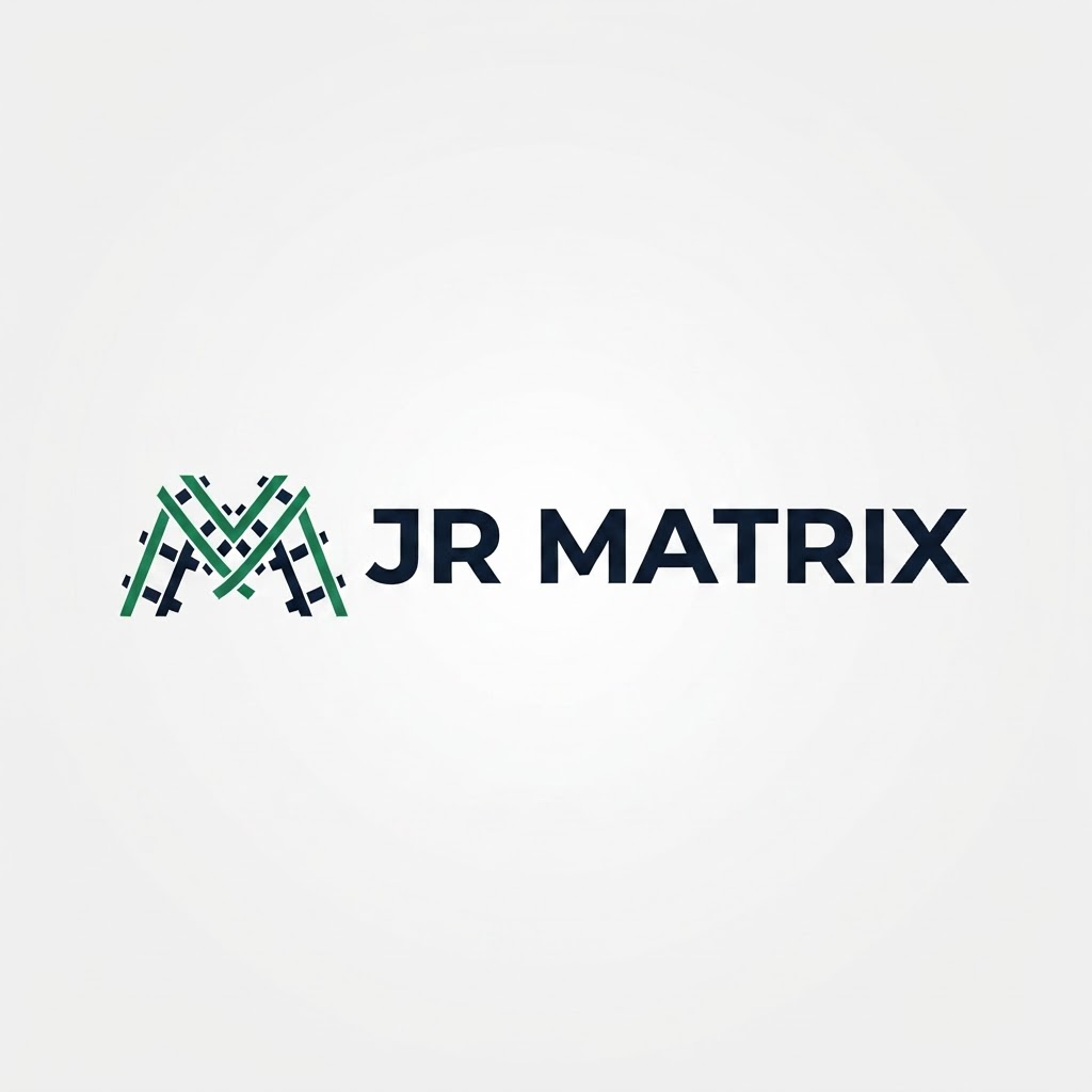 JR Matrix Logo 120 — Interlocking M Lattice — Horizontal Lockup