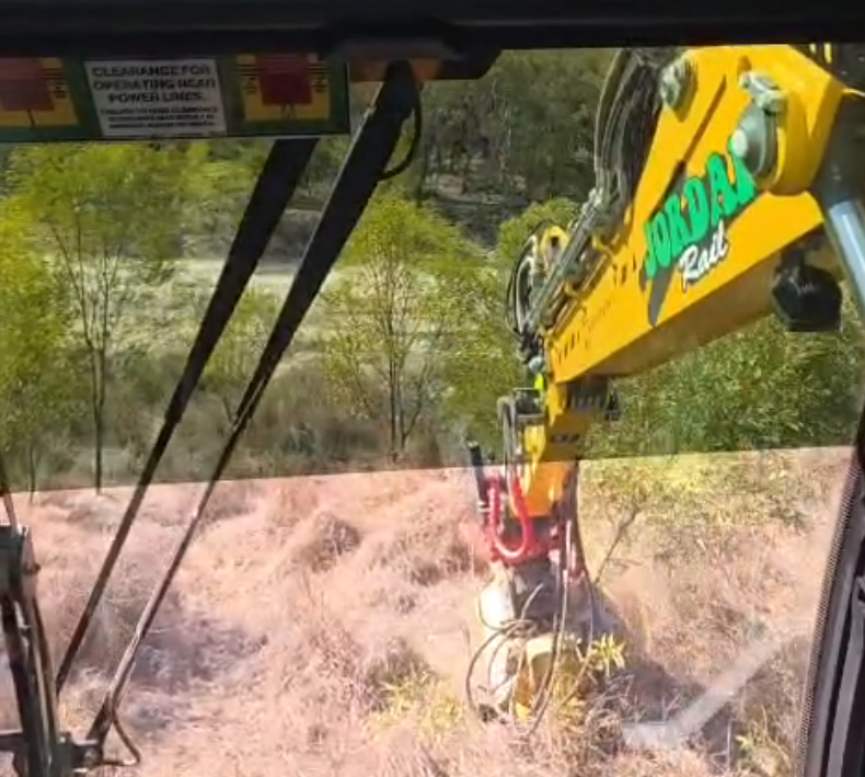 Vegetation cutting works from the operator's cab
