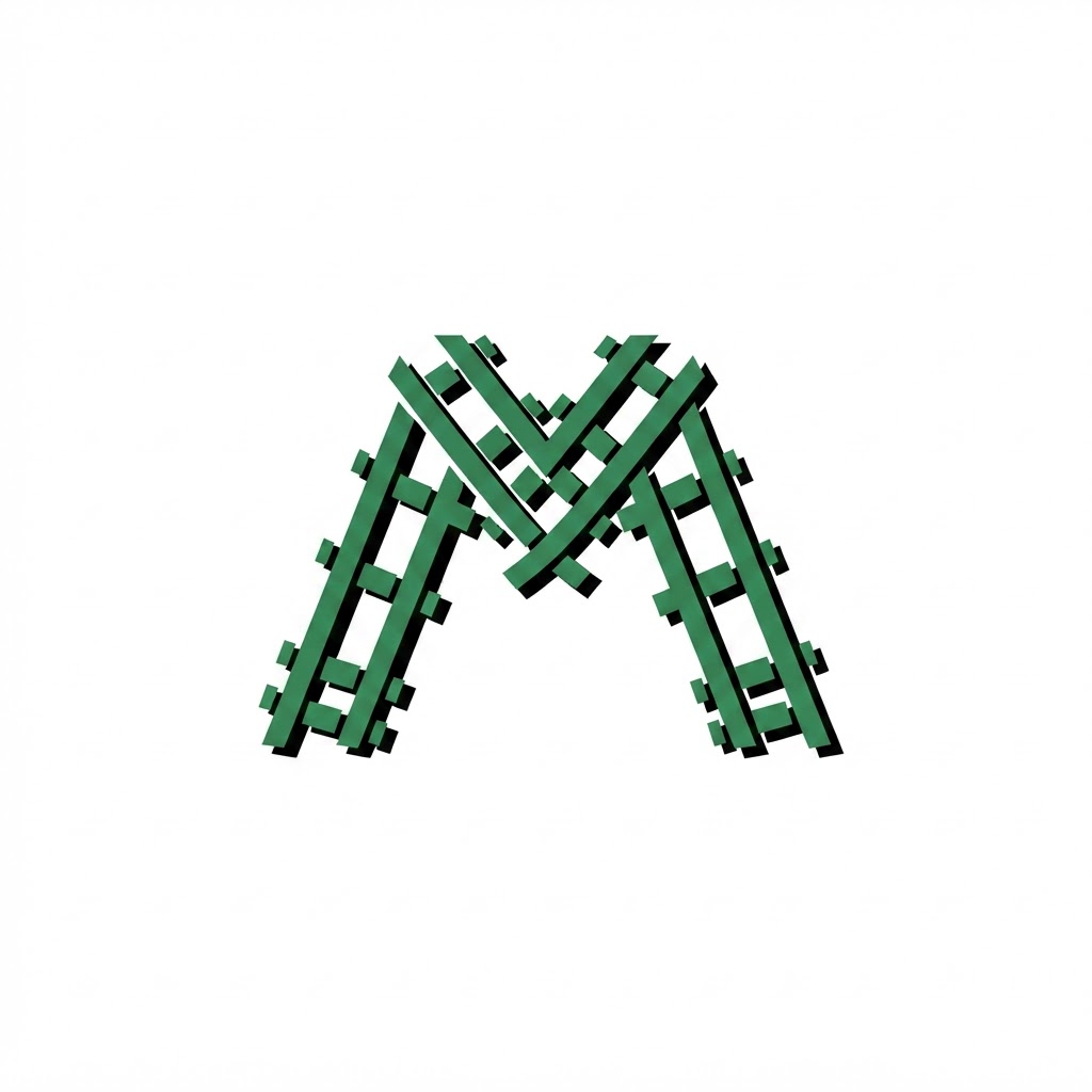JR Matrix Logo 143 — M Lattice — Green w/ Black Shadow