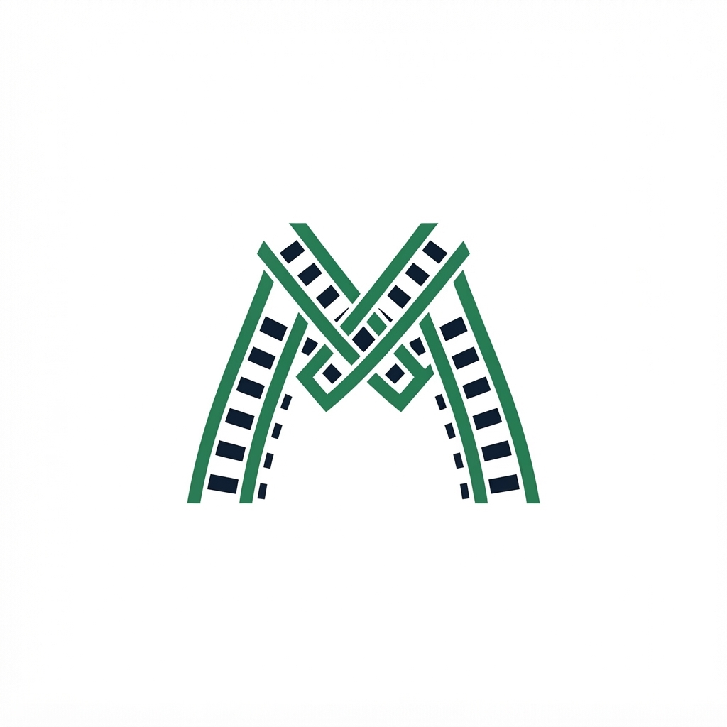 JR Matrix Logo 125 — M Lattice — Green Outline Black Fill