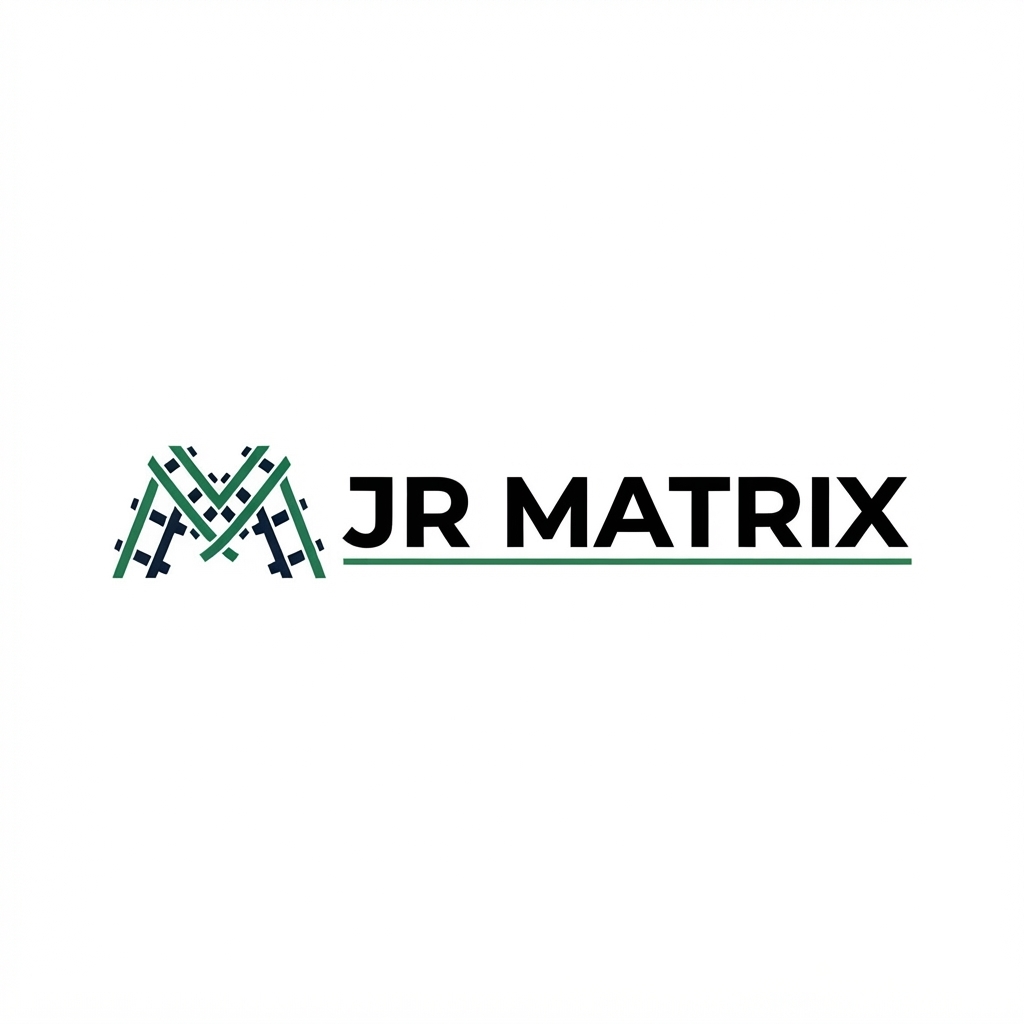 JR Matrix Logo 144 — M Lattice — Underlined Wordmark Lockup