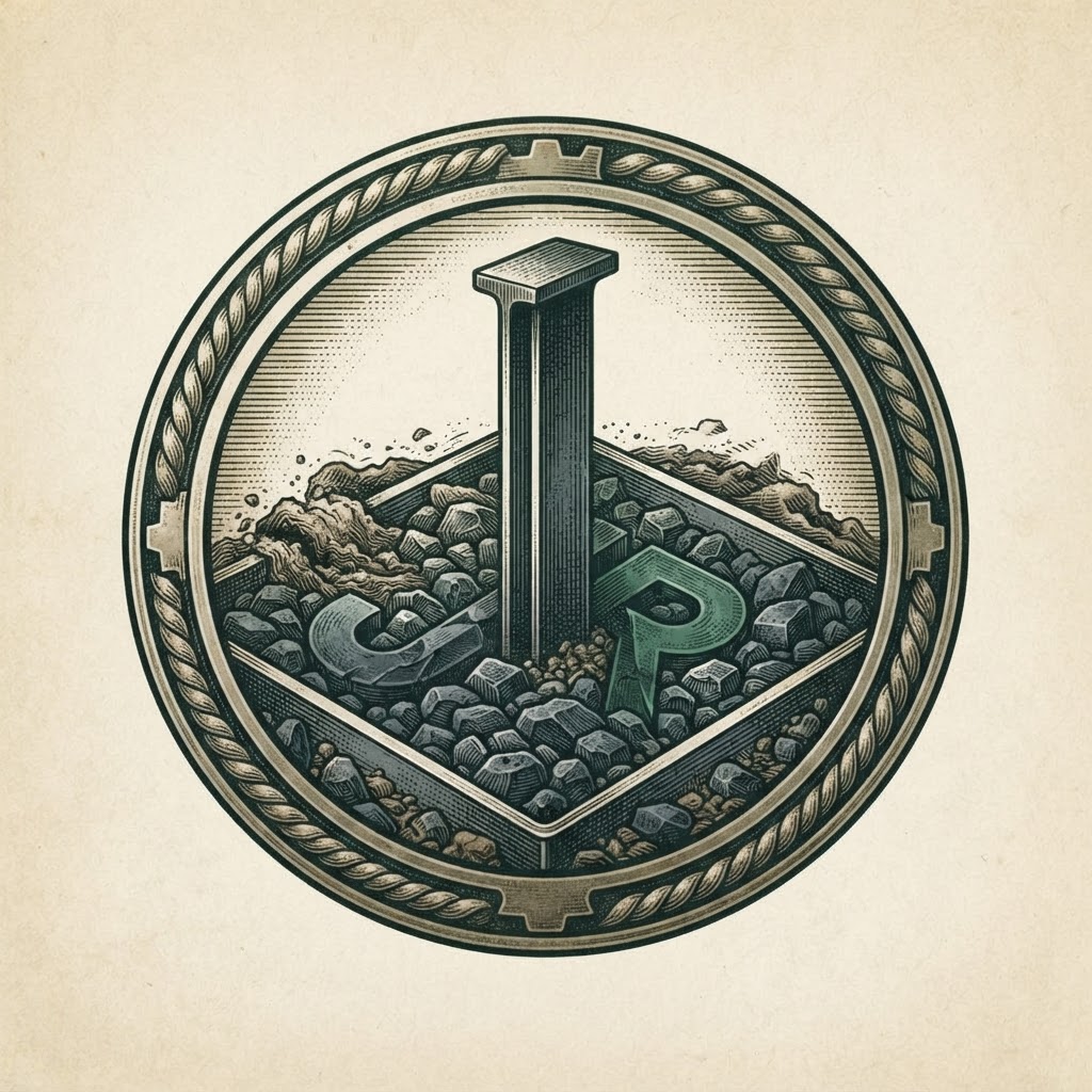 JR Matrix Logo 109 — Pile in Ballast — Vintage Badge