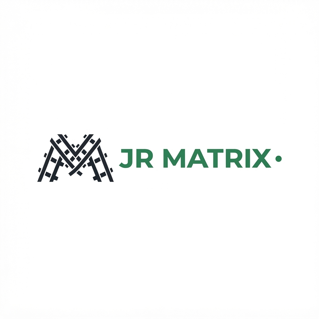 JR Matrix Logo 148 — M Lattice — Dot Bullet Lockup