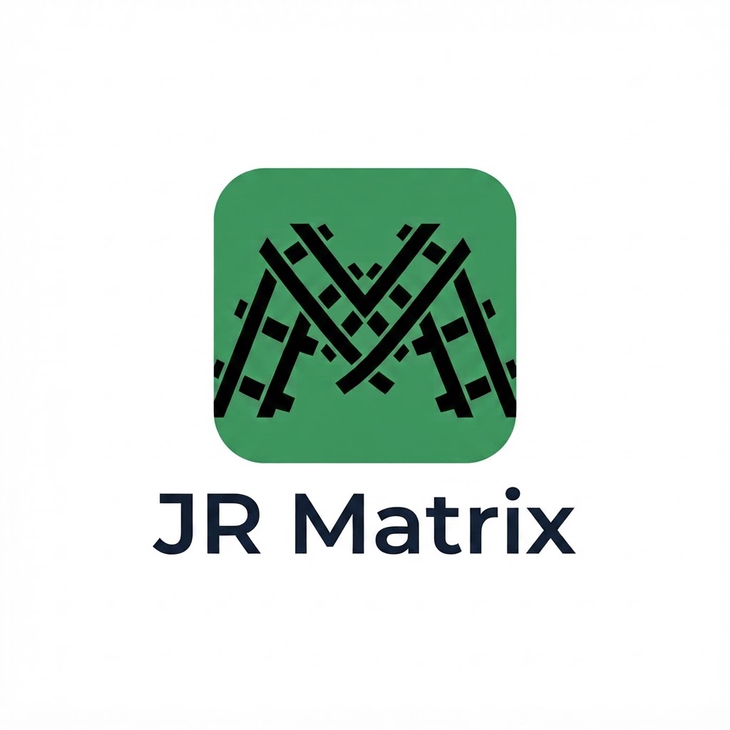 JR Matrix Logo 150 — M Lattice — Green Tile Lockup