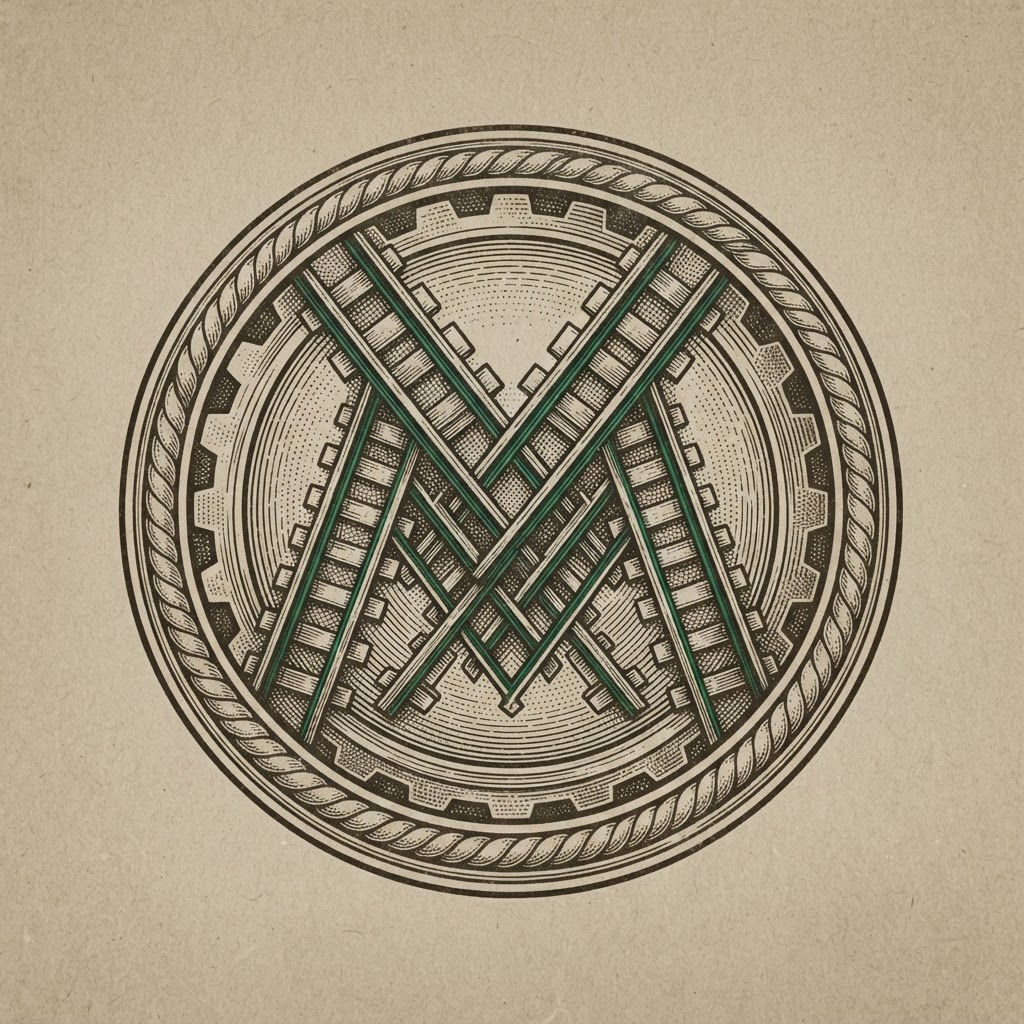 JR Matrix Logo 114 — Interlocking M Lattice — Vintage Badge