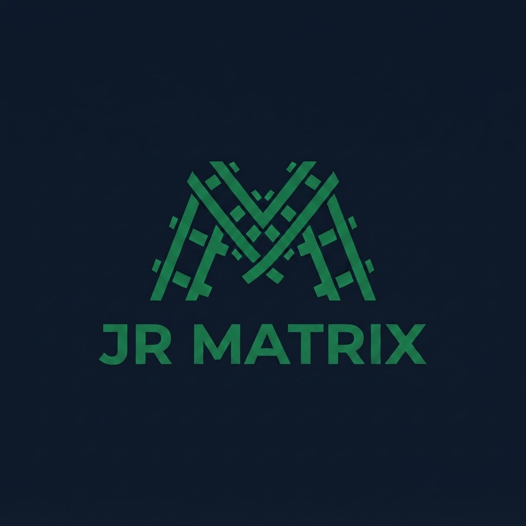 JR Matrix Logo 116 — Interlocking M Lattice — Modern Lockup