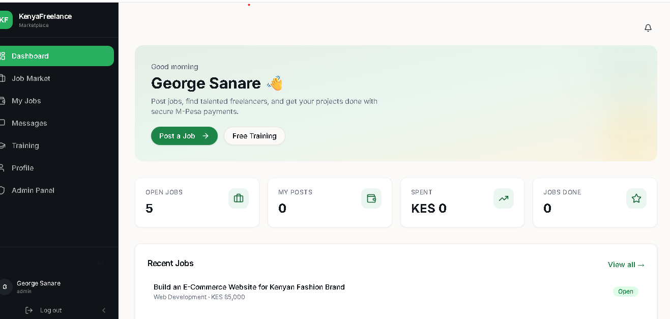 kenya freelance marketplace template preview