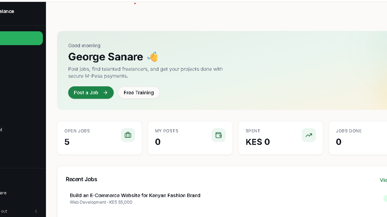 kenya freelance marketplace template preview