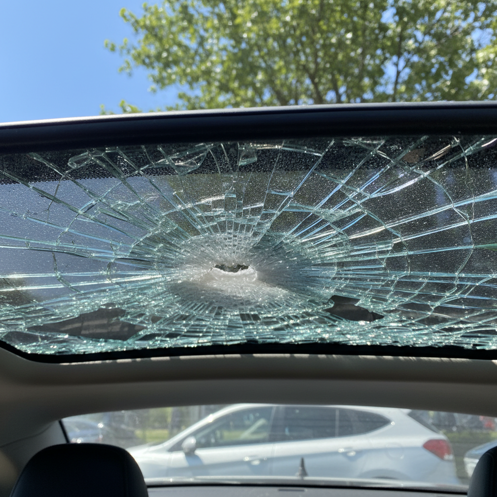 Fixing sunroof leak Spring TX — cracked and shattered glass replacement near Spring Texas