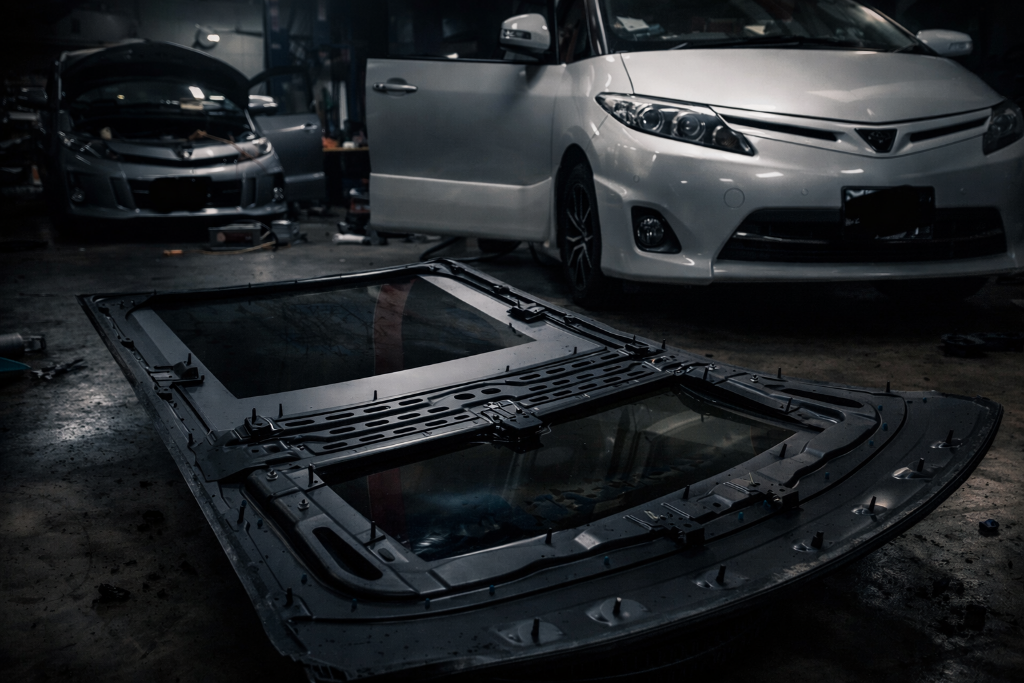 Mobile sunroof repair Houston TX technician working on vehicle