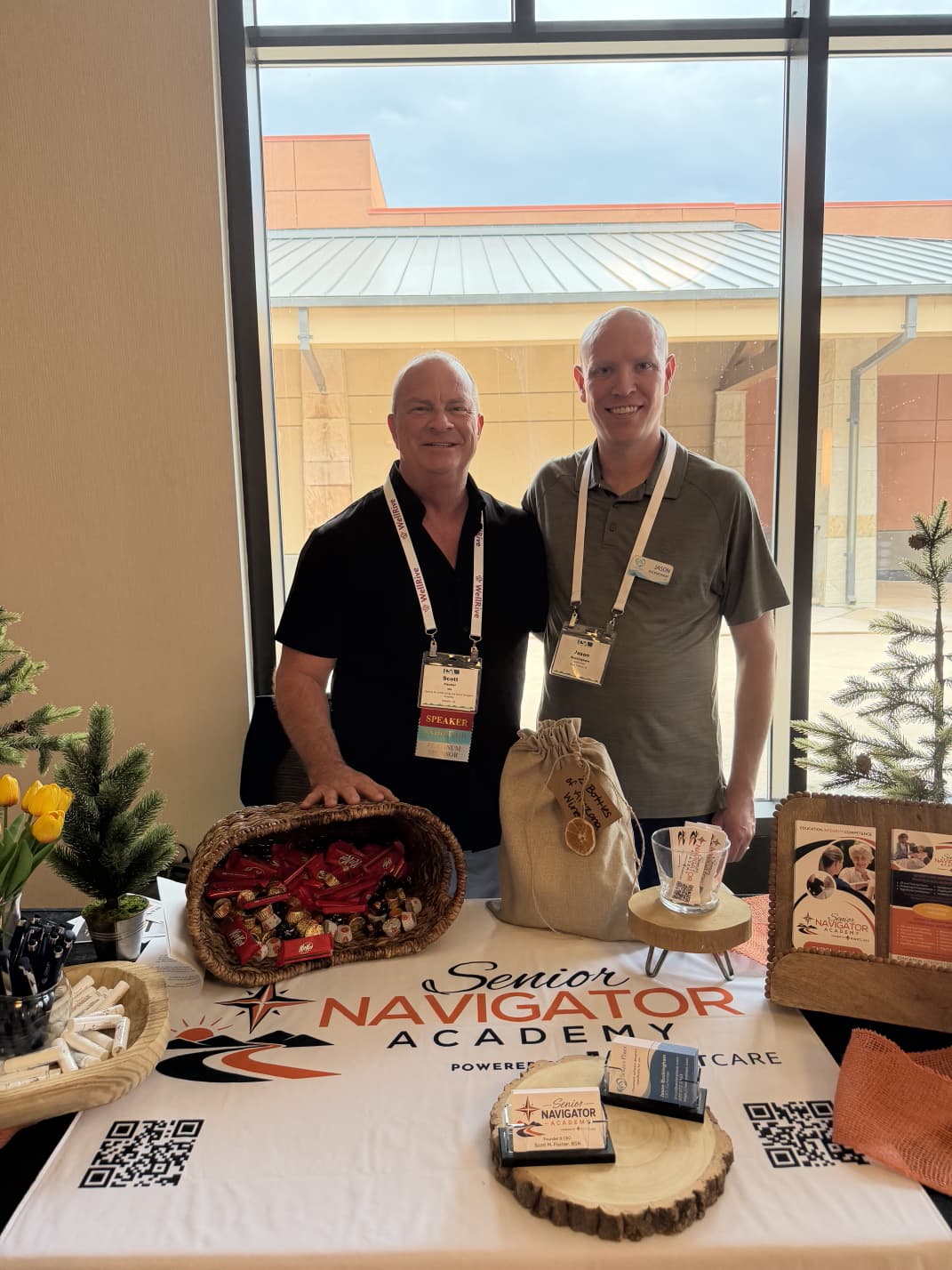 Scott Fischer at the Senior Navigator Academy trade show booth