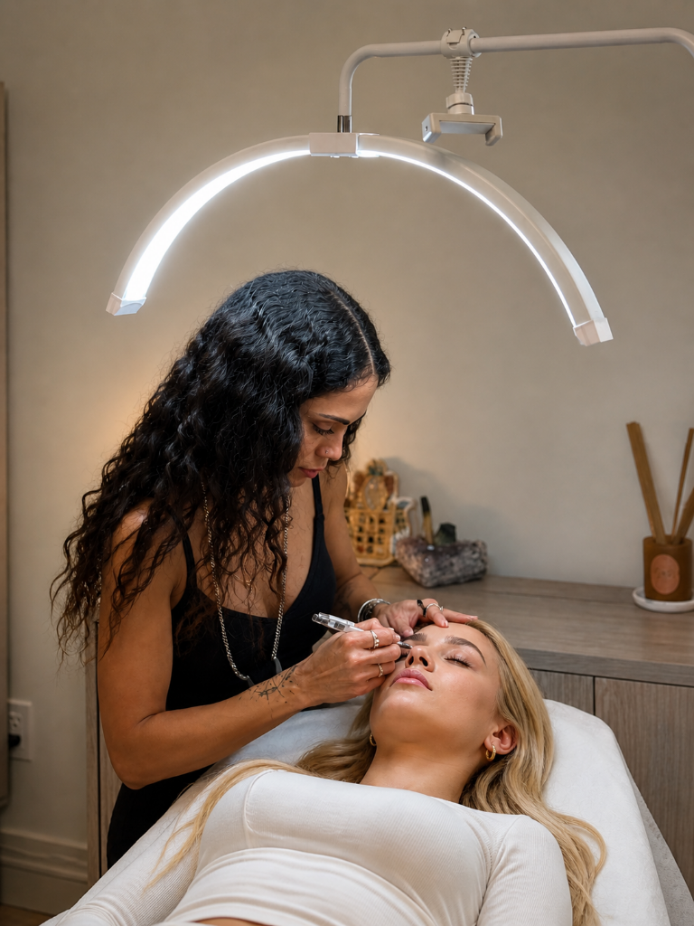 Brow treatment under light