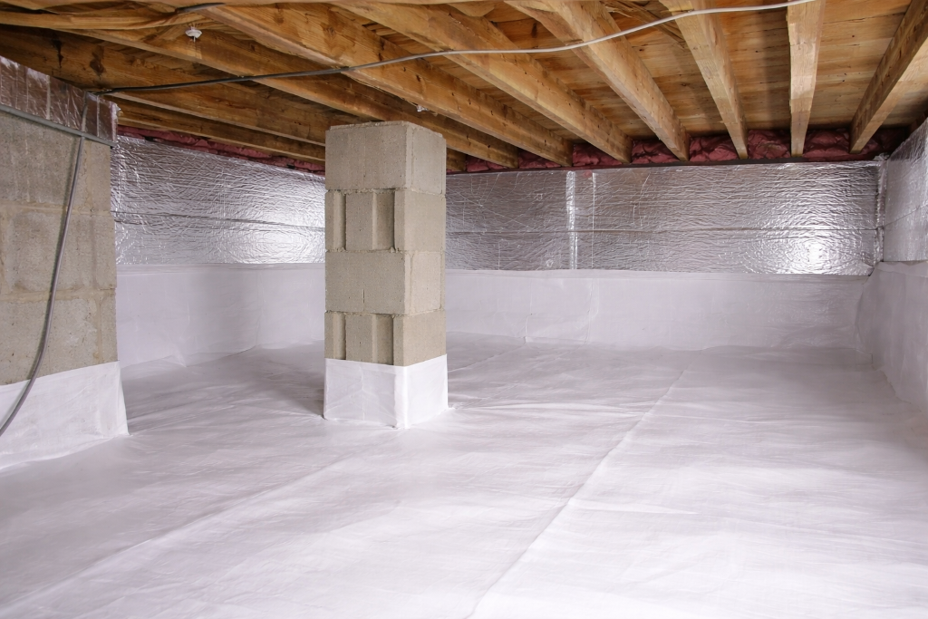 After: sealed and insulated crawl space