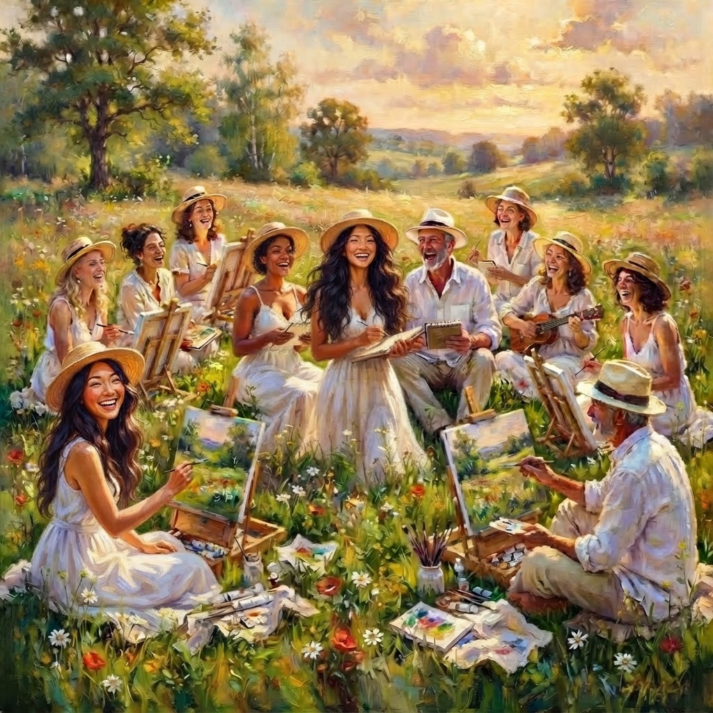 Diverse nature art gathering background