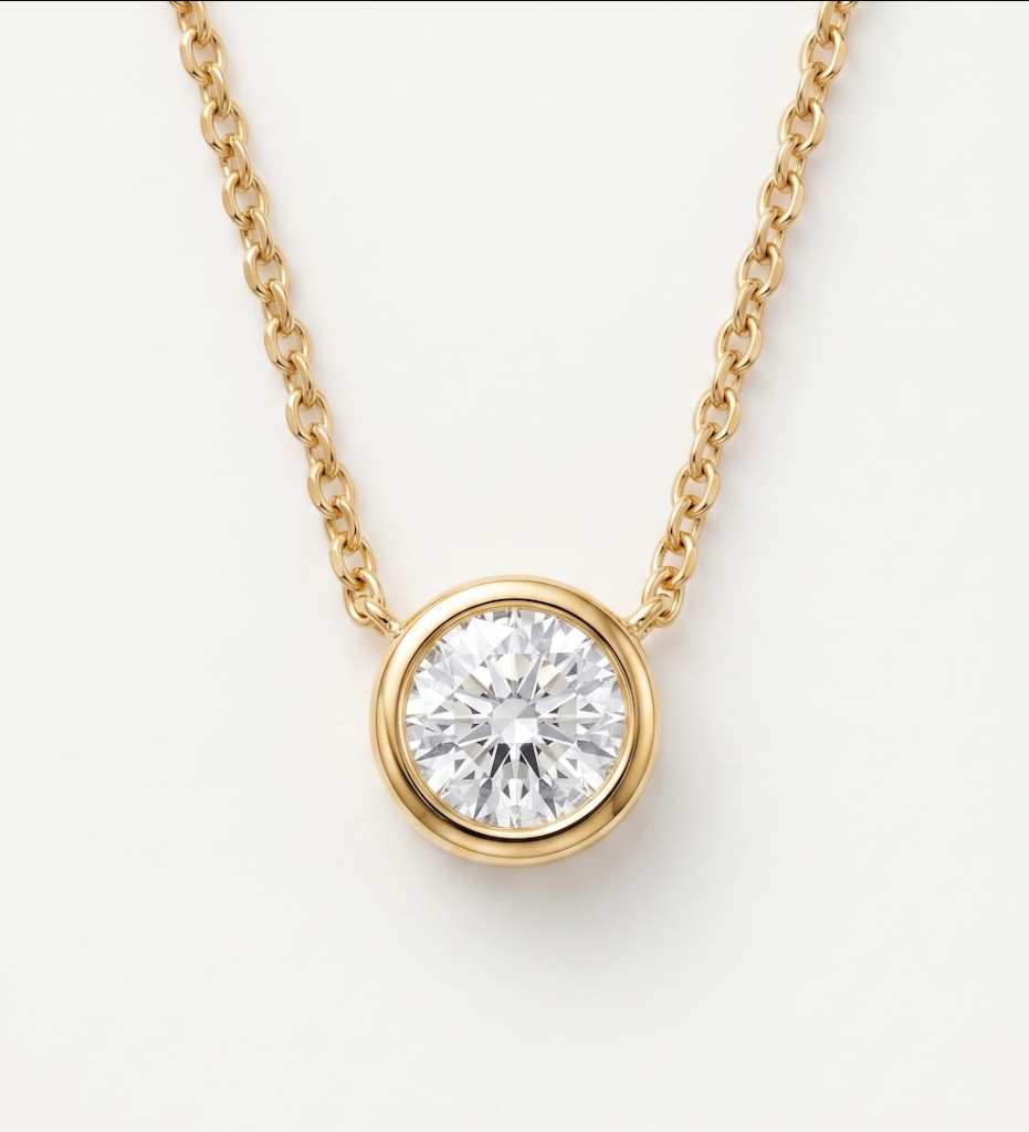 Copenhagen Cut-Down 0.50ct Diamond & Yellow Gold Necklace