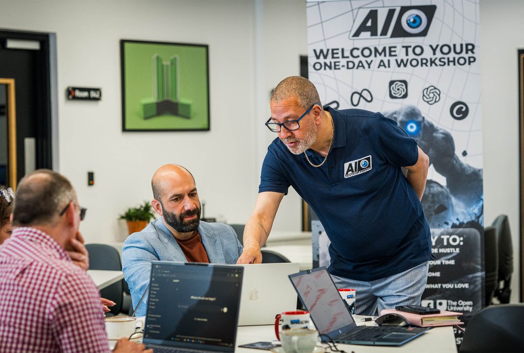 ChatGPT open on attendee laptop during the masterclass
