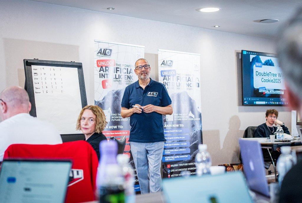 Trainer presenting with two CPD banners