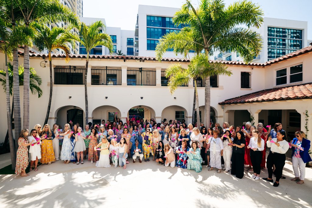 Women gathering in courtyard