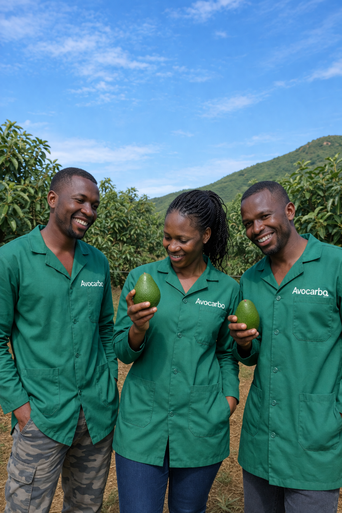Kenyan farmer tending avocado trees