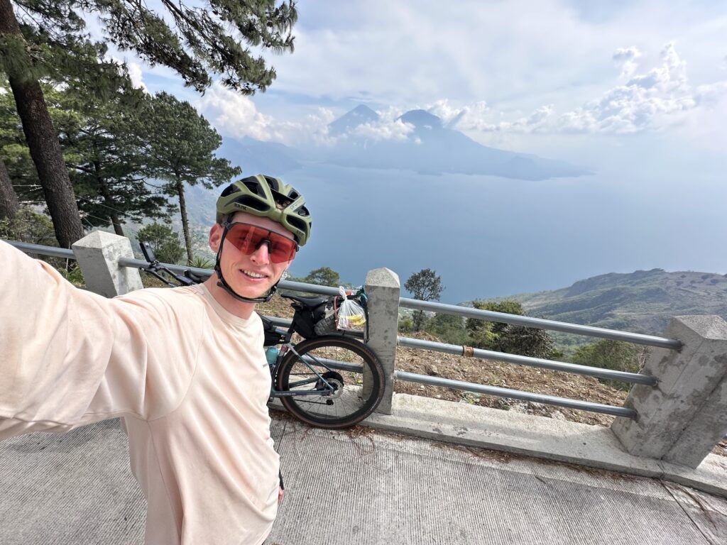 Expedition cyclist on the open road