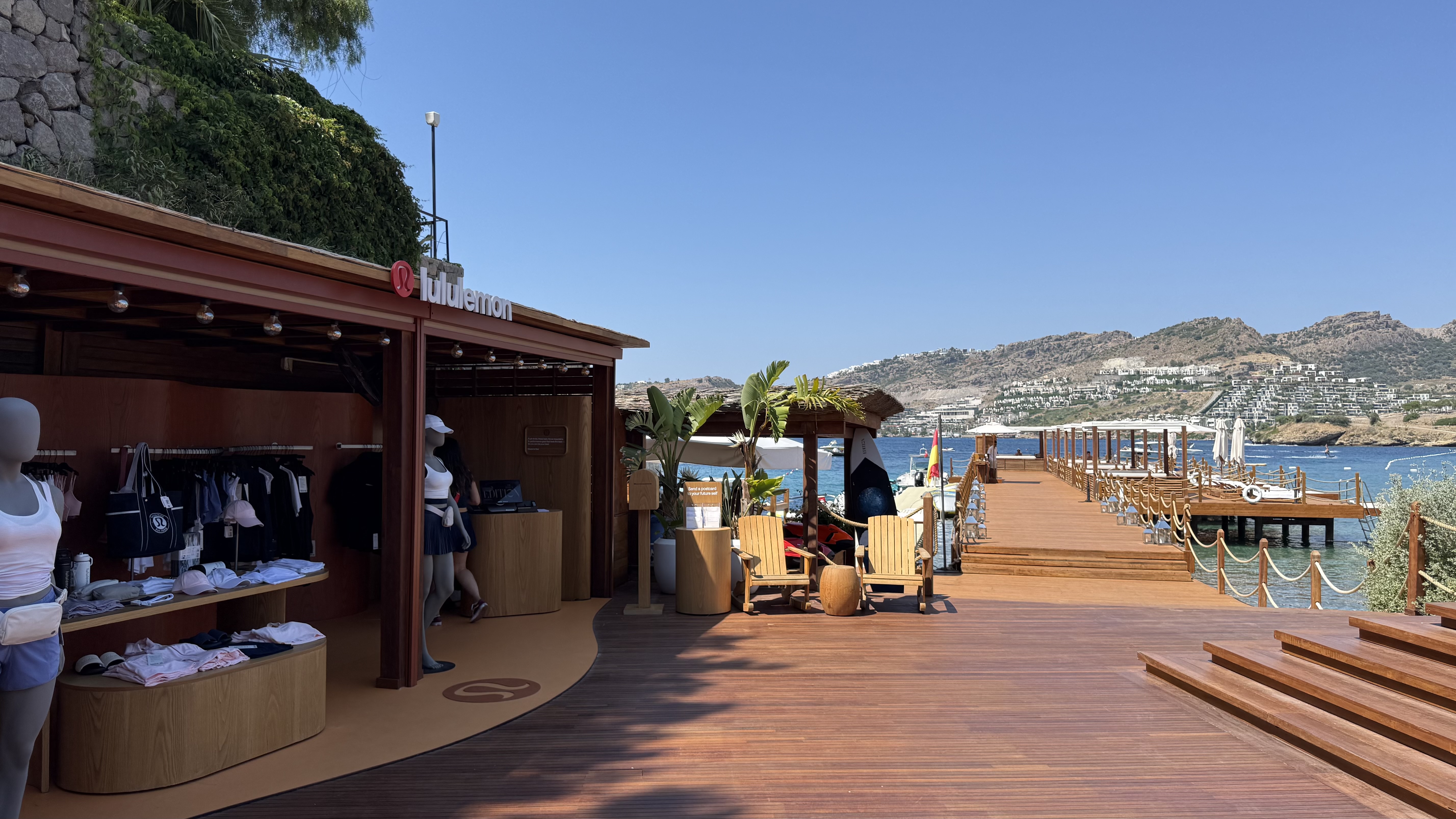 Lululemon on the boardwalk — the in-resort boutique beside the pier entrance