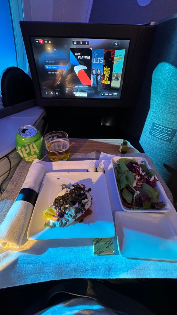 Legroom and footwell — the lie-flat configuration works well on both aircraft