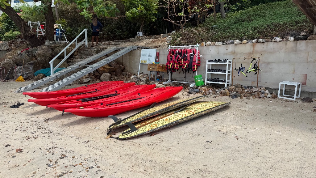 Watersports beach station and kayaks