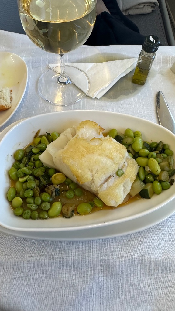 Fish and greens main course