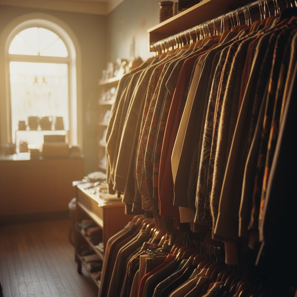Rayon de vêtements en friperie à trier et photographier pour revendre sur Vinted avec PhotoGlowPro