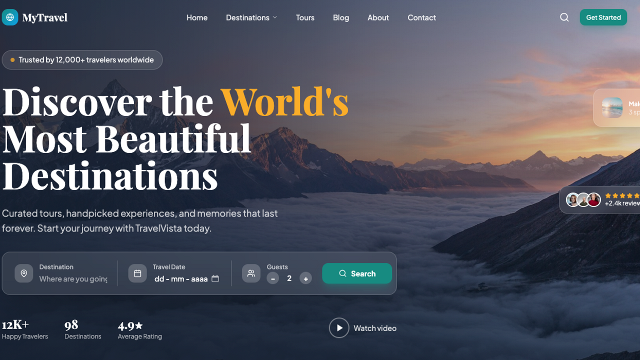 Mytravel template preview
