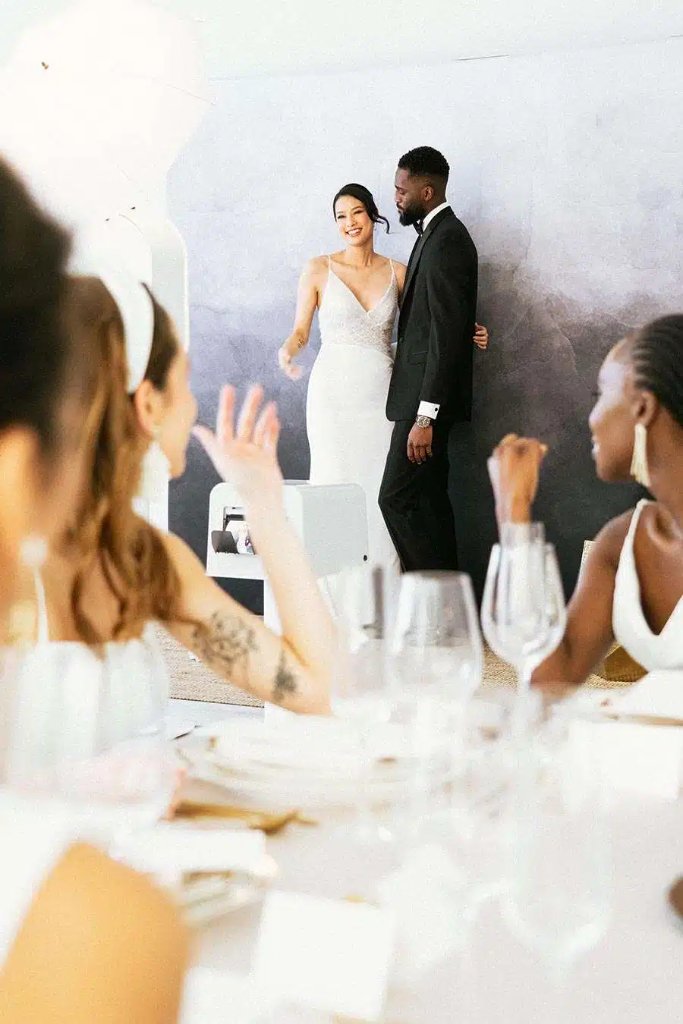 Premium Indianapolis photo booth experience at elegant event with guests laughing and posing