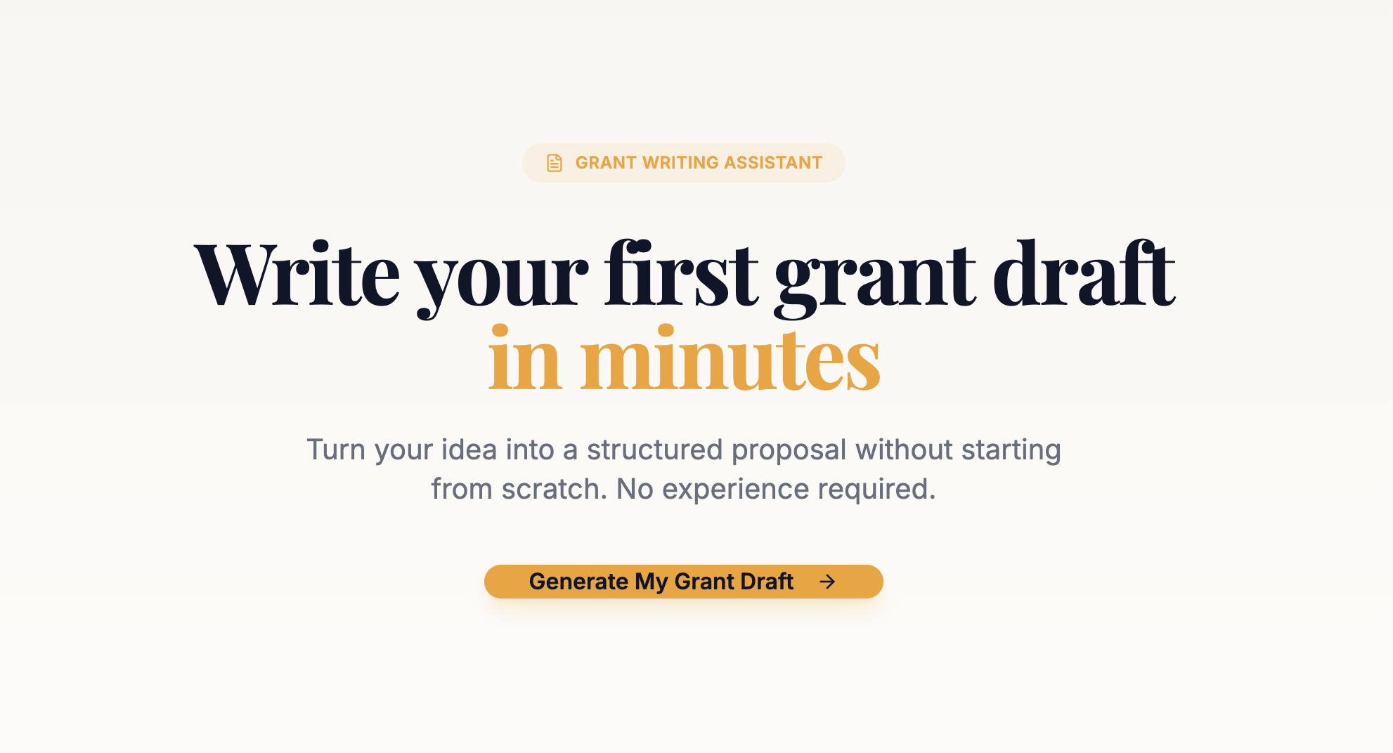 GrantWriter AI template preview