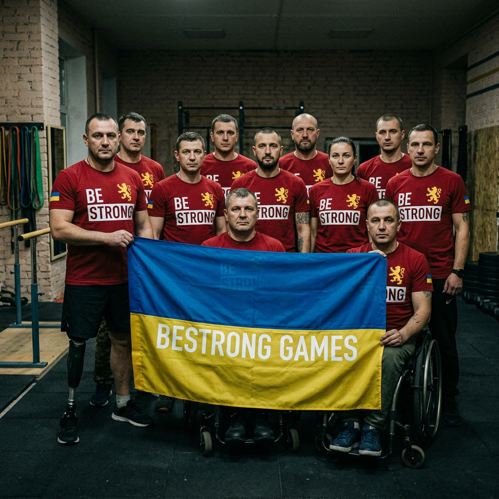 Ветерани з прапором -- командне фото