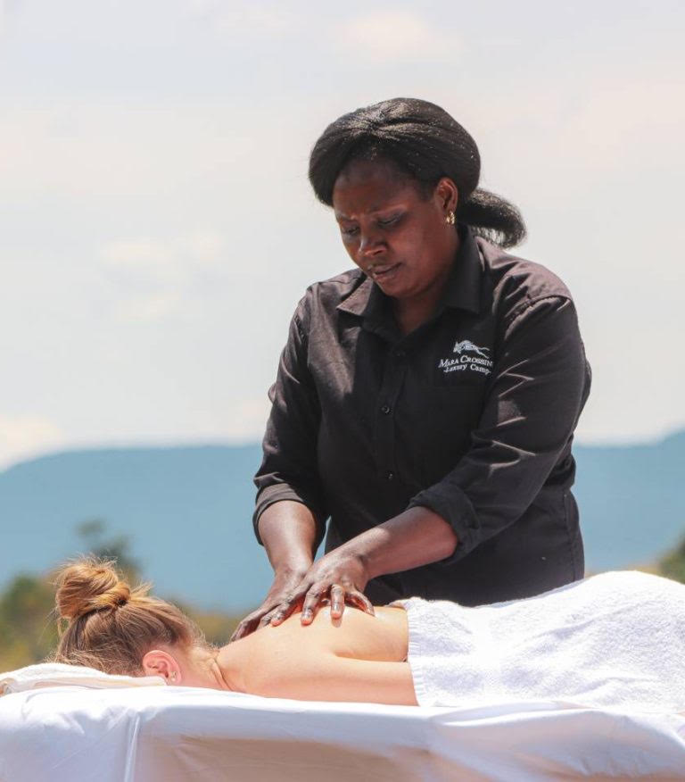 A quiet massage treatment in a serene natural setting