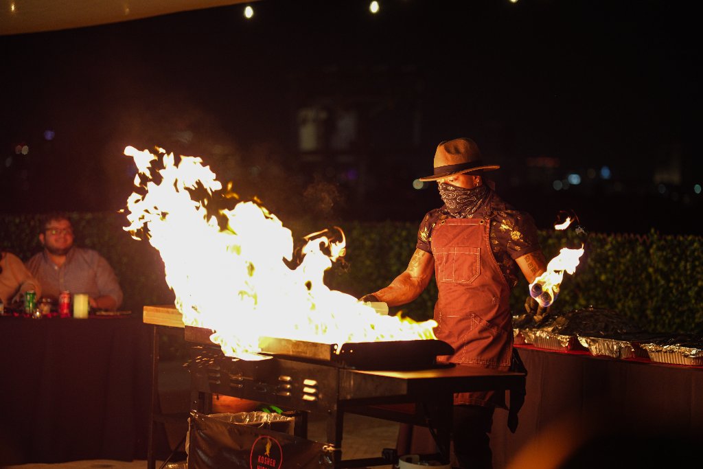 Kosher Hibachi chef and guests