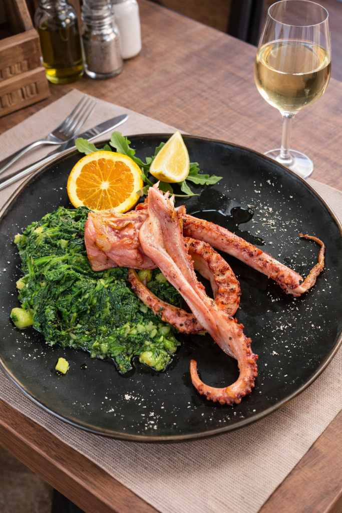 Grilled octopus Porec Croatia - traditional Istrian food restaurant