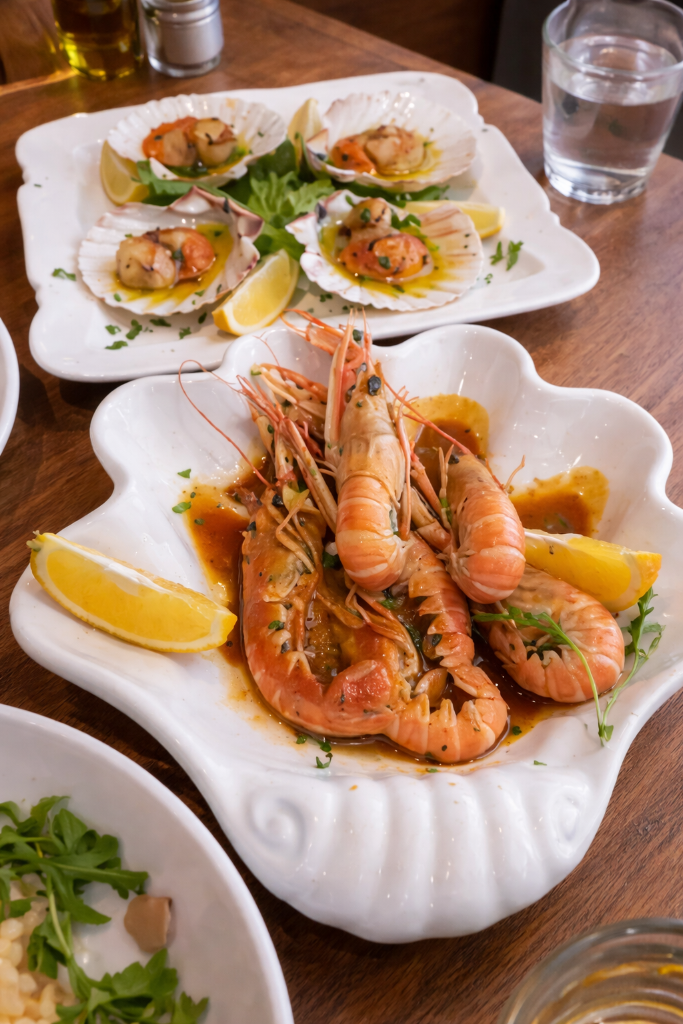 Seafood restaurant Porec Croatia - prawns buzara Istria