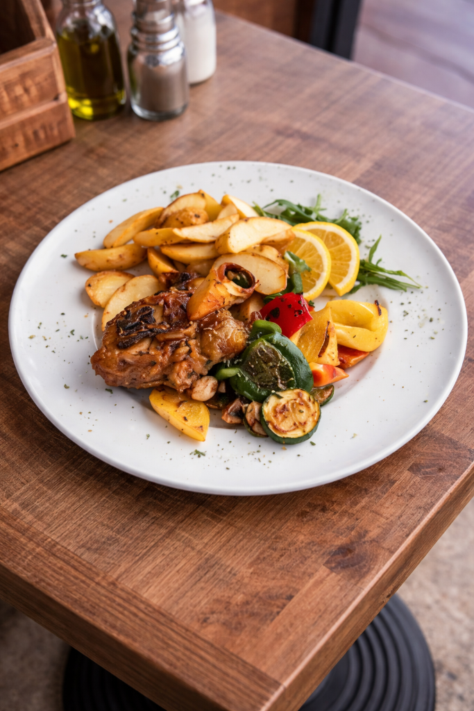 Grilled chicken breast with vegetables - restaurant Porec Istria