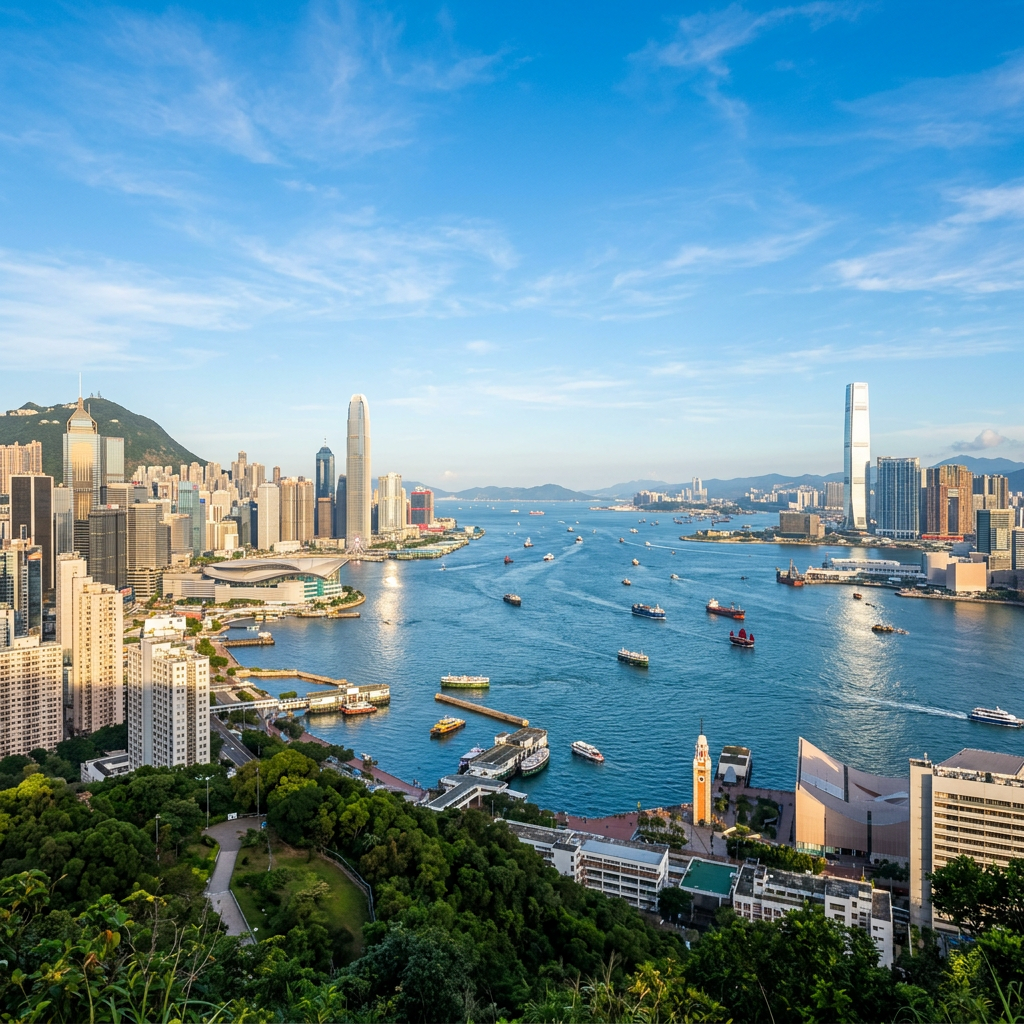 Hong Kong Victoria Harbour morning