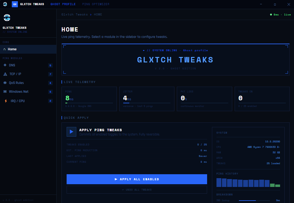 Gtweaks Ping Reducer
