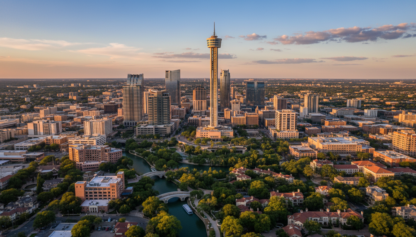 San Antonio skyline at golden hour