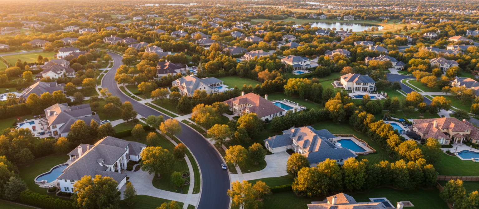 Aerial view of beautiful American suburban neighborhood — ASB Capital Loan Funding serves real estate investors nationwide