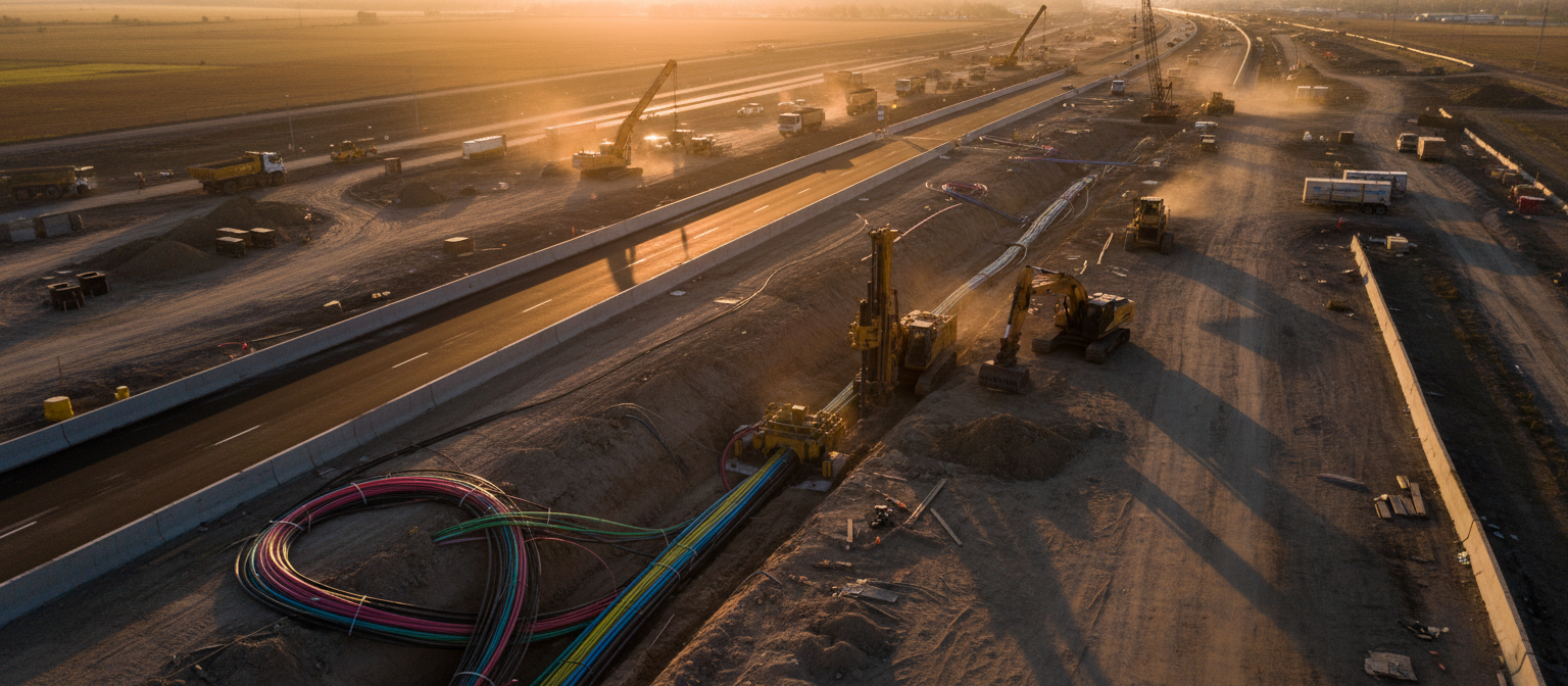 Fiber infrastructure construction site