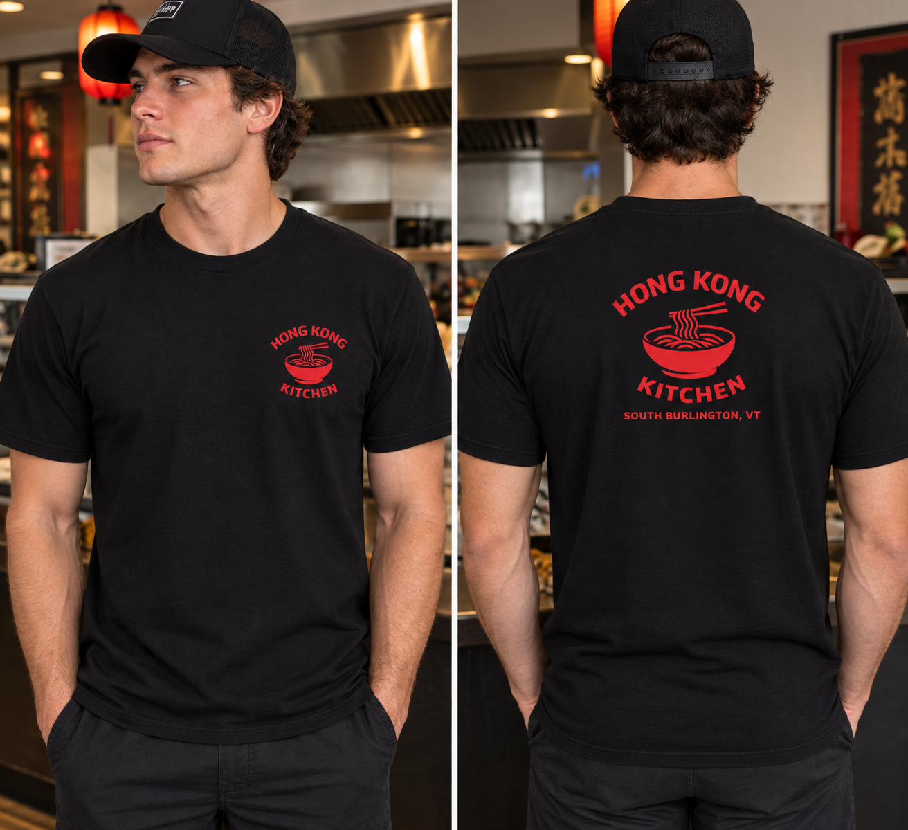 Official Hong Kong Kitchen T-shirt — front and back design