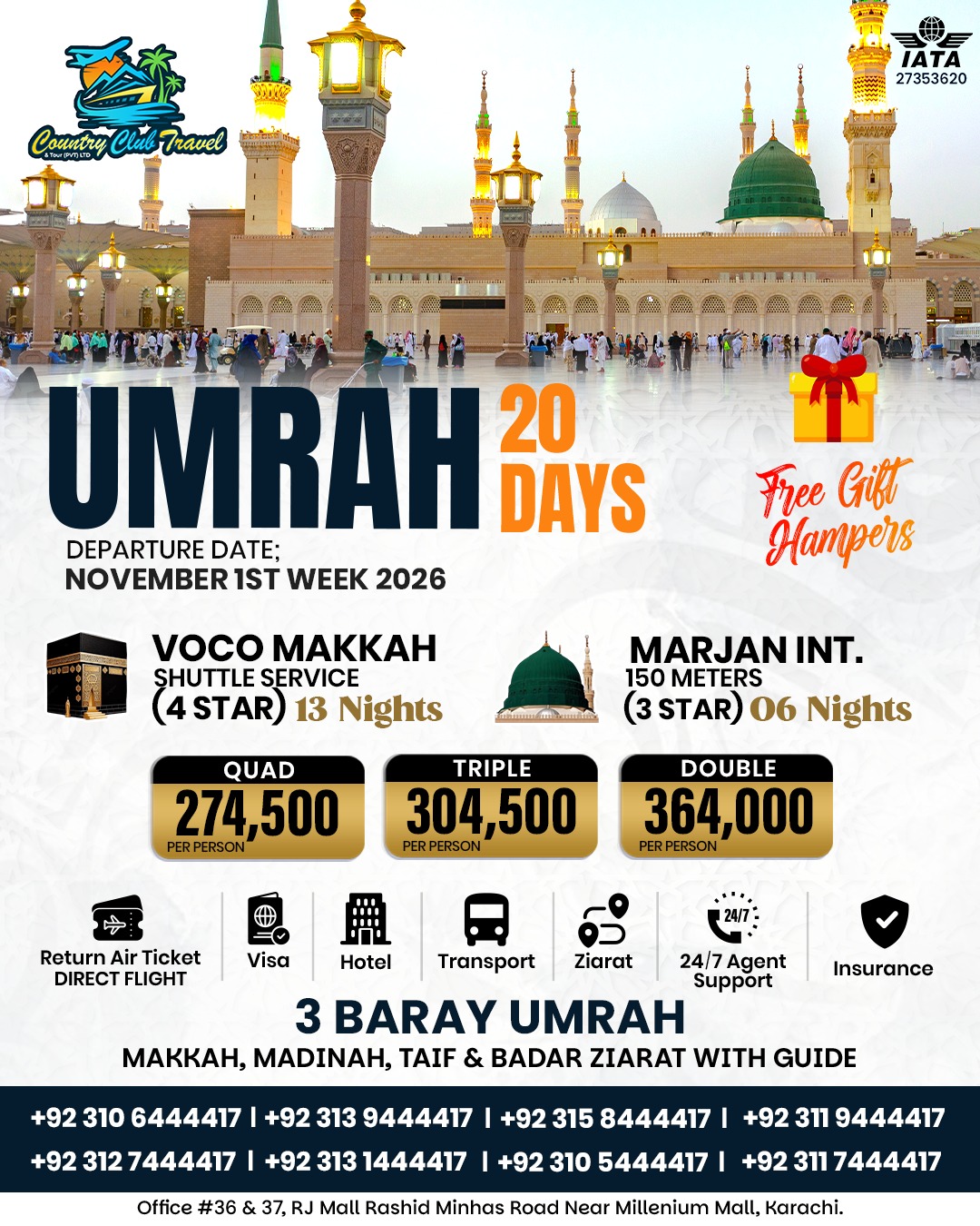 20 Days Umrah - Voco Makkah 4 Star - Umrah packages from Karachi