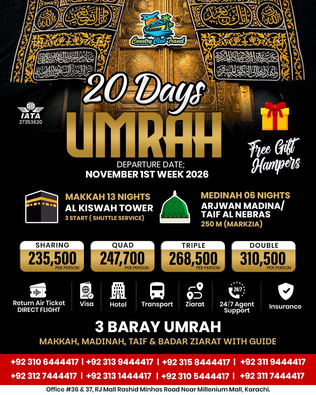 20 Days Umrah - Al Kiswah Tower 3 Star - Umrah packages from Karachi