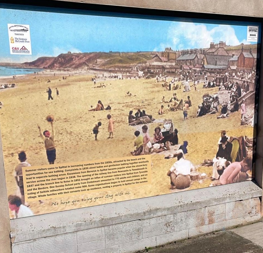Historic Spittal Beach mural on the building wall