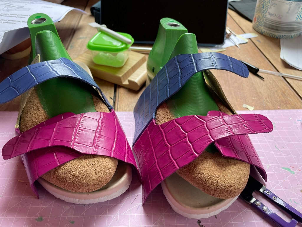 Sandals being constructed