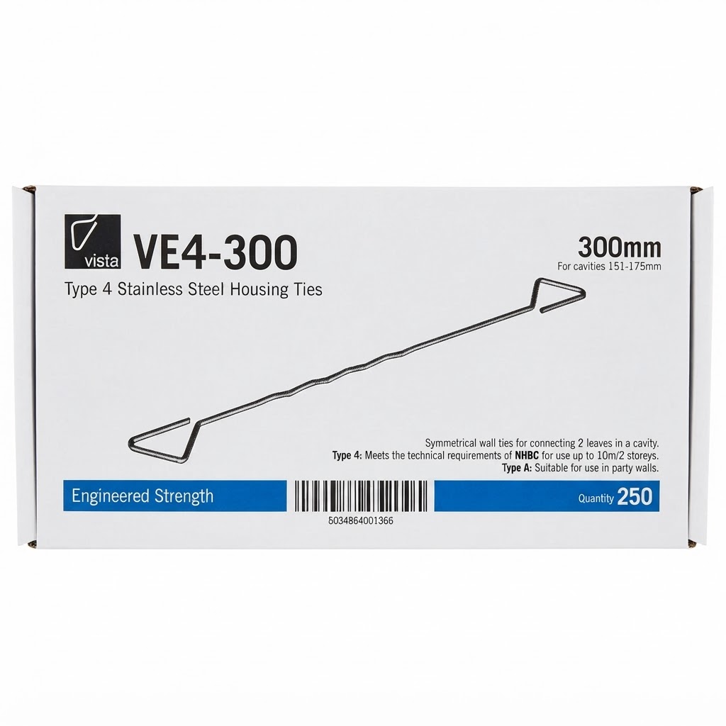 Vista VE4 Type 4 Wall Tie - 300mm Long - Box of 250